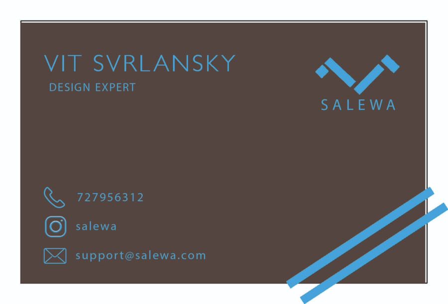 Salewa business card in brown and blue, with placeholder contact details
